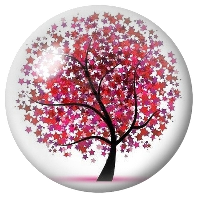 Cabochon en Verre Illustré Arbre Rouge d’Automne 12 à 25mm