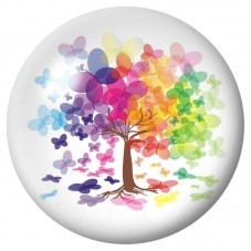 Cabochon en Verre Illustré Arbre aux Feuilles Aquarellées 12 à 25mm pour la Création de Bijoux Fantaisie - DIY