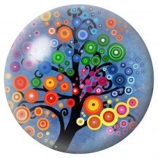 Cabochon en Verre Illustré Arbre aux Cercles Colorés 12 à 25mm pour la Création de Bijoux Fantaisie - DIY