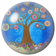 Cabochon en Verre Illustré Arbre de Vie Bleu aux Spirales 12 à 25mm pour la Création de Bijoux Fantaisie - DIY