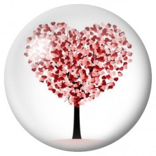 Cabochon en Verre Illustré Arbre Cœur aux Feuilles Rouges 12 à 25mm pour la Création de Bijoux Fantaisie - DIY