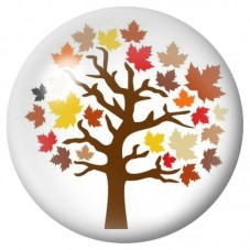 Cabochon en Verre Illustré Arbre aux Feuilles d’Automne 12 à 25mm pour la Création de Bijoux Fantaisie - DIY