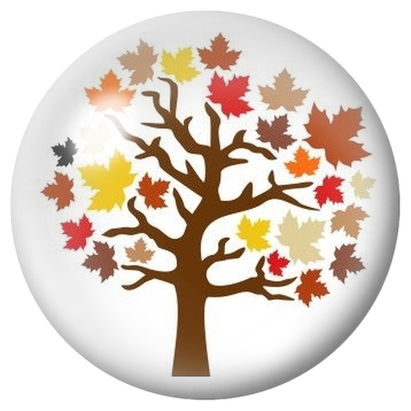 Cabochon en Verre Illustré Arbre aux Feuilles d’Automne 12 à 25mm