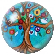Cabochon en Verre Illustré Arbre Fantaisie aux Fruits Colorés 12 à 25mm pour la Création de Bijoux Fantaisie - DIY