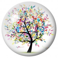 Cabochon en Verre Illustré Arbre aux Feuilles Pastel 12 à 25mm pour la Création de Bijoux Fantaisie - DIY