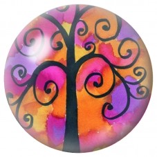 Cabochon en Verre Illustré Arbre aux Spirales Roses 12 à 25mm pour la Création de Bijoux Fantaisie - DIY