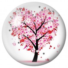 Cabochon en Verre Illustré Arbre aux Cœurs et Papillons 12 à 25mm pour la Création de Bijoux Fantaisie - DIY