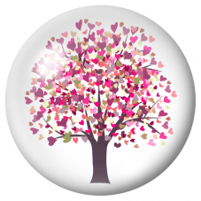 Cabochon en Verre Illustré Arbre aux Cœurs Multicolores 12 à 25mm pour la Création de Bijoux Fantaisie - DIY
