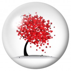 Cabochon en Verre Illustré Arbre Rouge au Vent 12 à 25mm pour la Création de Bijoux Fantaisie - DIY