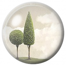 Cabochon en Verre Illustré Trio d'Arbres Brumeux 12 à 25mm pour la Création de Bijoux Fantaisie - DIY