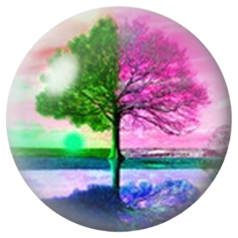 Cabochon en Verre Illustré Arbre des Quatre Saisons 12 à 25mm
