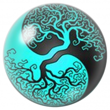 Cabochon en Verre Illustré Arbre Yin-Yang Turquoise 12 à 25mm pour la Création de Bijoux Fantaisie - DIY