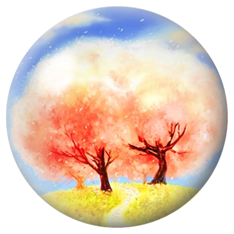 Cabochon en Verre Illustré Deux Arbres à l'Aquarelle 12 à 25mm