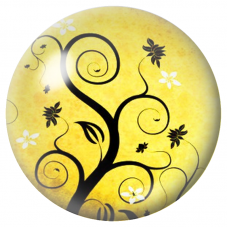 Cabochon en Verre Illustré Arbre aux Spirales Jaunes 12 à 25mm pour la Création de Bijoux Fantaisie - DIY
