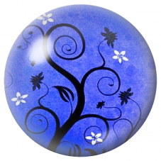 Cabochon en Verre Illustré Arbre aux Spirales Bleues 12 à 25mm pour la Création de Bijoux Fantaisie - DIY