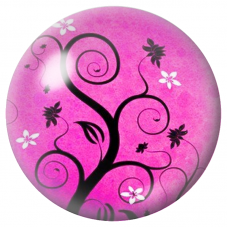 Cabochon en Verre Illustré Arbre aux Spirales Roses 12 à 25mm pour la Création de Bijoux Fantaisie - DIY