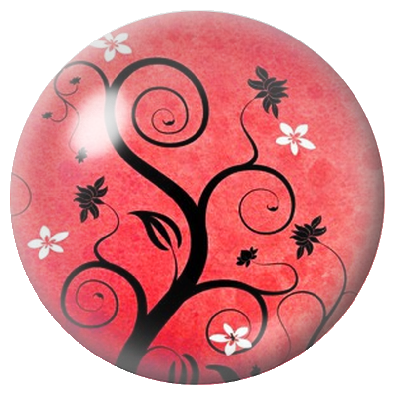 Cabochon en Verre Illustré Arbre aux Spirales Rouges 12 à 25mm