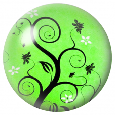 Cabochon en Verre Illustré Arbre aux Spirales Vertes 12 à 25mm pour la Création de Bijoux Fantaisie - DIY