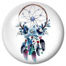 Cabochon en Verre Illustré Attrape-Rêves Fleuri Bleu 12 à 25mm pour la Création de Bijoux Fantaisie - DIY