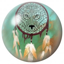 Cabochon en Verre Illustré Attrape-Rêves Loup Turquoise 12 à 25mm pour la Création de Bijoux Fantaisie - DIY