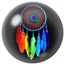 Cabochon en Verre Illustré Attrape-Rêves aux Plumes Néon 12 à 25mm pour la Création de Bijoux Fantaisie - DIY