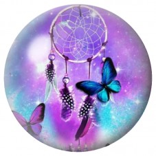 Cabochon en Verre Illustré Attrape-Rêves Papillon Bleu 12 à 25mm pour la Création de Bijoux Fantaisie - DIY