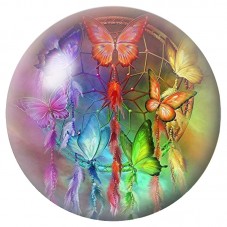 Cabochon en Verre Illustré Attrape-Rêves aux Papillons 12 à 25mm pour la Création de Bijoux Fantaisie - DIY