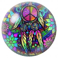 Cabochon en Verre Illustré Attrape-Rêves Peace Multicolore 12 à 25mm pour la Création de Bijoux Fantaisie - DIY