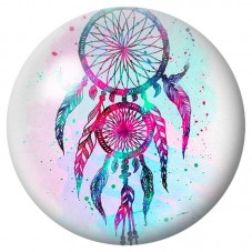 Cabochon en Verre Illustré Attrape-Rêves Aquarelle Fuchsia 12 à 25mm pour la Création de Bijoux Fantaisie - DIY