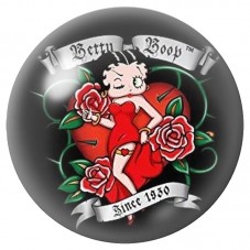 Cabochon en Verre Illustré Pin-Up Tatouage aux Roses Rouges 12 à 25mm pour la Création de Bijoux Fantaisie - DIY