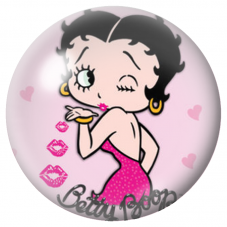 Cabochon en Verre Illustré Betty Boop Baiser Rose 12 à 25mm pour la Création de Bijoux Fantaisie - DIY