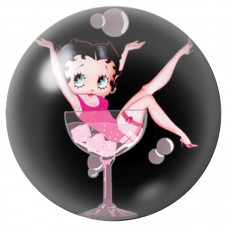 Cabochon en Verre Illustré Betty Boop dans un Verre à Cocktail 12 à 25mm pour la Création de Bijoux Fantaisie - DIY