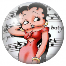 Cabochon en Verre Illustré Betty Boop sur Partition 12 à 25mm pour la Création de Bijoux Fantaisie - DIY