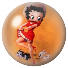 Cabochon en Verre Illustré Betty Boop en Robe Rouge 12 à 25mm pour la Création de Bijoux Fantaisie - DIY
