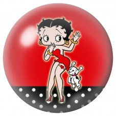 Cabochon en Verre Illustré Pin-Up Rouge avec son Chien 12 à 25mm pour la Création de Bijoux Fantaisie - DIY