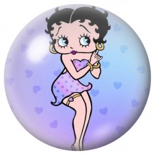 Cabochon en Verre Illustré Pin-Up Mauve aux Petits Cœurs 12 à 25mm pour la Création de Bijoux Fantaisie - DIY