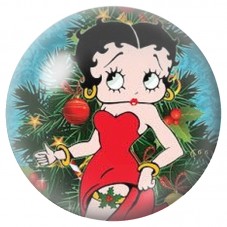 Cabochon en Verre Illustré Pin-Up Rouge aux Branches de Sapin 12 à 25mm pour la Création de Bijoux Fantaisie - DIY