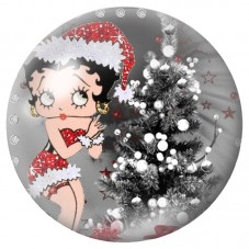 Cabochon en Verre Illustré Pin-Up au Sapin Enneigé 12 à 25mm pour la Création de Bijoux Fantaisie - DIY