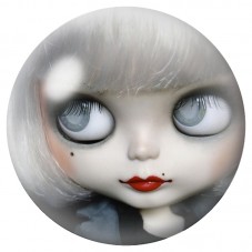 Cabochon en Verre Illustré Poupée aux Yeux de Lune 12 à 25mm pour la Création de Bijoux Fantaisie - DIY
