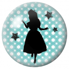 Cabochon en Verre Illustré Alice aux Étoiles sur Fond Turquoise 12 à 25mm pour la Création de Bijoux Fantaisie - DIY