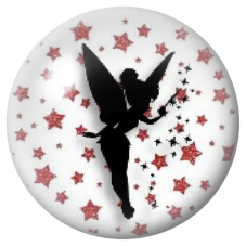 Cabochon en Verre Illustré Fée aux Étoiles Rouges 12 à 25mm pour la Création de Bijoux Fantaisie - DIY