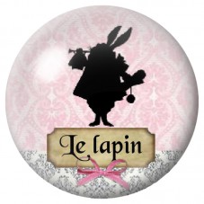 Cabochon en Verre Illustré Lapin Blanc d’Alice en Silhouette 12 à 25mm pour la Création de Bijoux Fantaisie - DIY