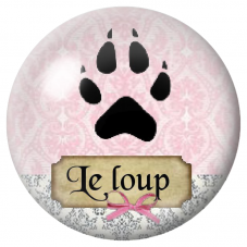 Cabochon en Verre Illustré Empreinte de Loup sur Fond Rose 12 à 25mm pour la Création de Bijoux Fantaisie - DIY
