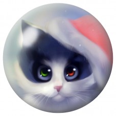 Cabochon en Verre Illustré Chat Noir et Blanc en Bonnet de Noël 12 à 25mm pour la Création de Bijoux Fantaisie - DIY