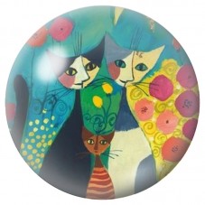 Cabochon en Verre Illustré Trois Chats dans un Jardin Rose 12 à 25mm pour la Création de Bijoux Fantaisie - DIY