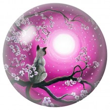 Cabochon en Verre Illustré Chat sous la Lune Rose 12 à 25mm pour la Création de Bijoux Fantaisie - DIY
