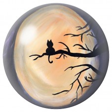 Cabochon en Verre Illustré Chat Noir sur une Branche 12 à 25mm pour la Création de Bijoux Fantaisie - DIY