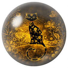 Cabochon en Verre Illustré Chat Doré aux Horloges 12 à 25mm pour la Création de Bijoux Fantaisie - DIY