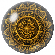 Cabochon en Verre Illustré Mandala Solaire Doré 12 à 25mm pour la Création de Bijoux Fantaisie - DIY