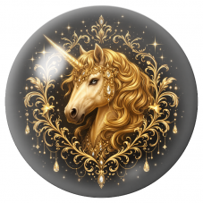 Cabochon en Verre Illustré Licorne Dorée Ornementale 12 à 25mm pour la Création de Bijoux Fantaisie - DIY